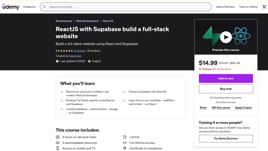 ReactJS with Supabase build a full-stack website